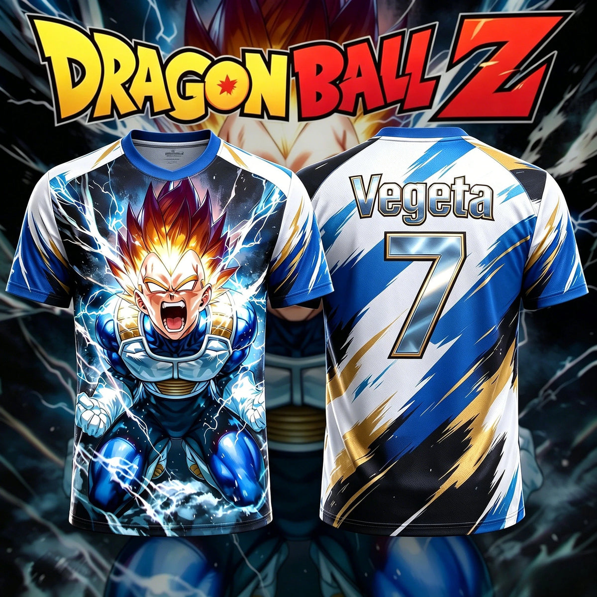 2026 New Adult Men's Dragon Ball NO.10/7 Vegeta 3D Printed Football Jersey T-Shirt Kids Anime T-Shirt Special Football Jersey