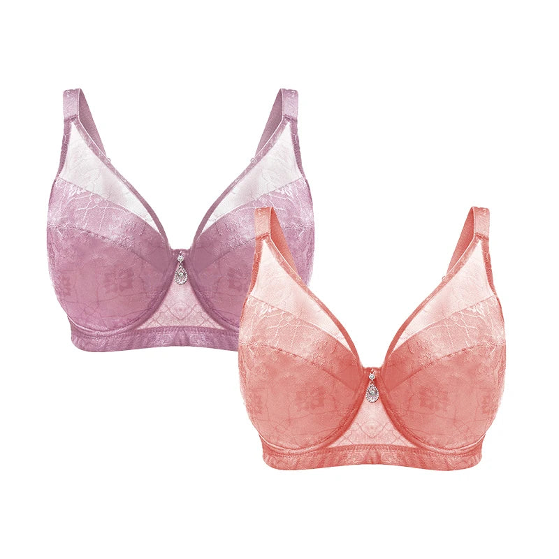 FallSweet 1/2PCS Plus Size Minimizer Bra 38-48 E F Cup for Women Underwire Push Up Bra Anti-sagging Brassiere Full Coverage