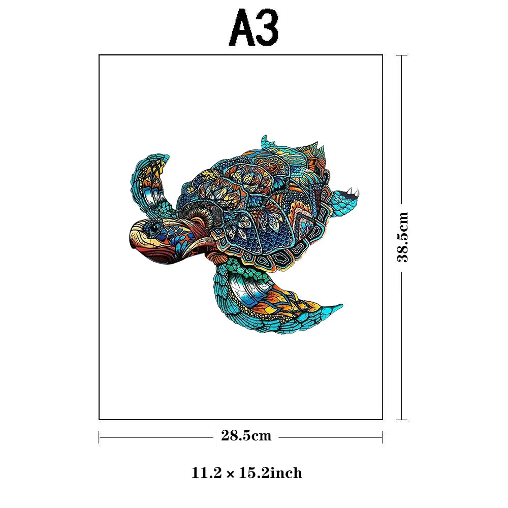 Turtle Wooden Jigsaw Puzzles for Adults Kids,Animal Shaped Pieces Jigsaw Puzzles Toys with Package, Christmas Gift Home Decor