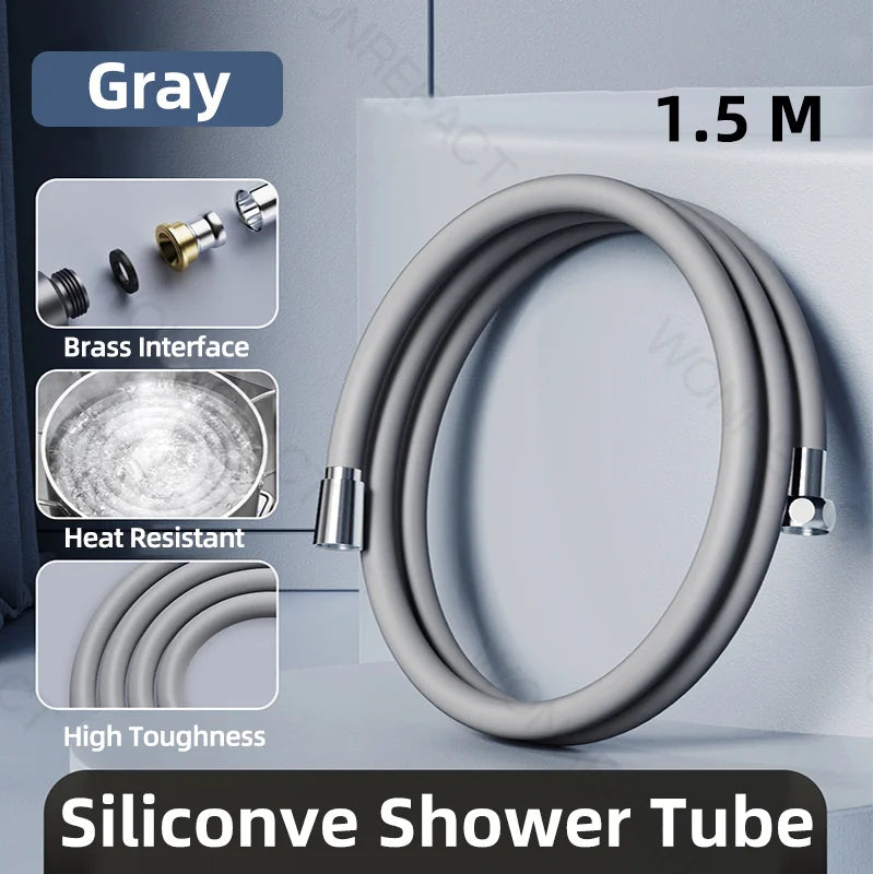 Bathroom Silicone Shower Tube Bend Arbitrarily Hose Explosion Proof Anti Winding Shower Head Hose Used High Toughness Design