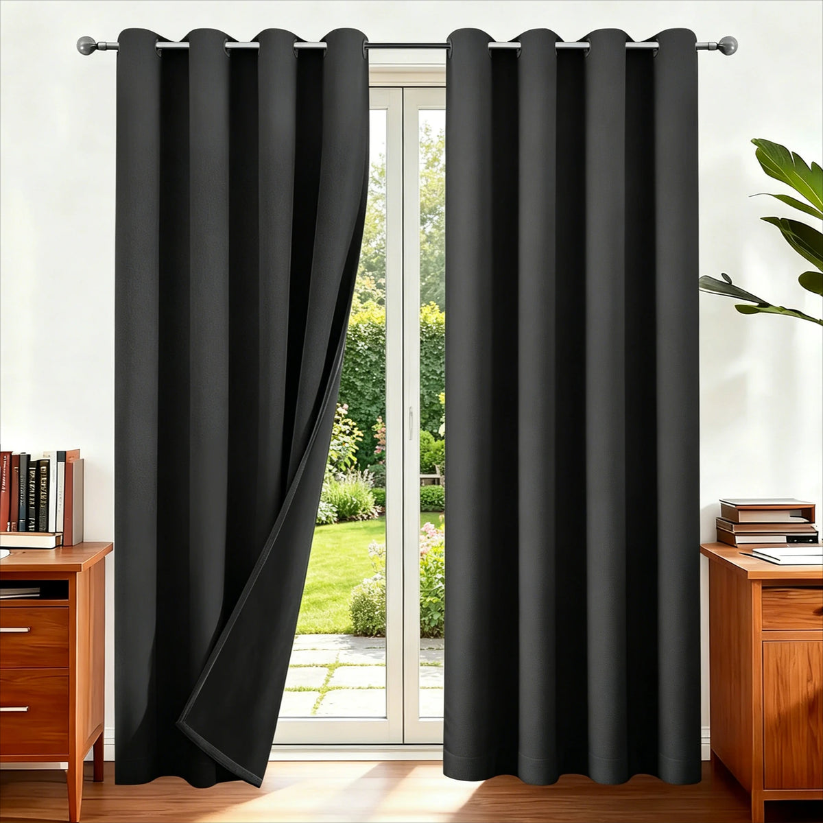 Blackout Curtains Eyelet 100% Light Blocking Thermal Insulated Curtains for Bedroom Living Room Darkening Drapes Door Curtains