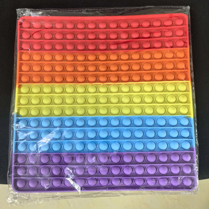 Jumbo Rainbow Silicone Push Bubble 30CM Sensory Fidget Toys for Kids Birthday Educational Gifts Relieve Stress and Anxiety