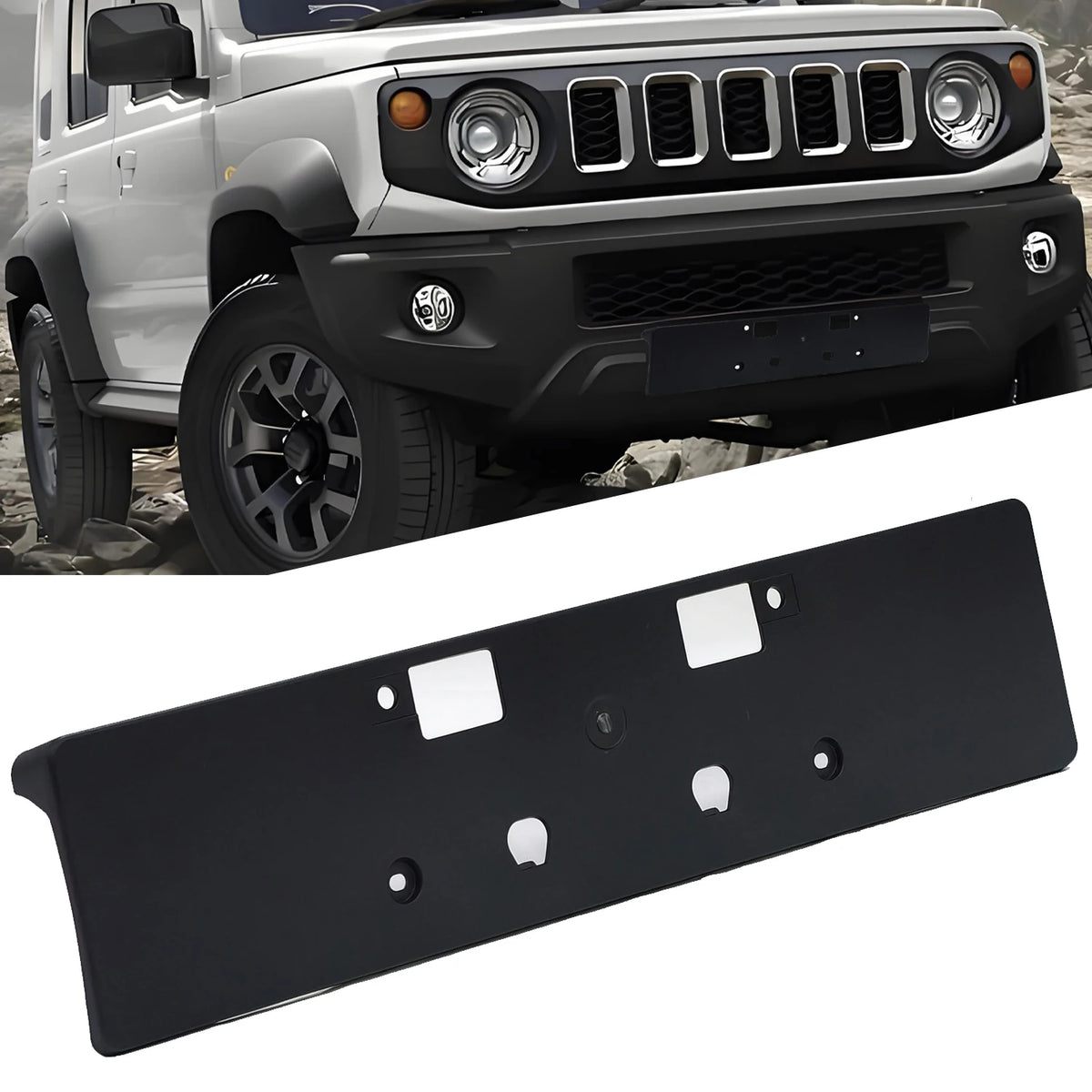 Car Front Bumper License Plate Holder Mount Bracket For Suzuki For Jimny JB64 JB74 5Door 2023+(Only Fit For 5Door)