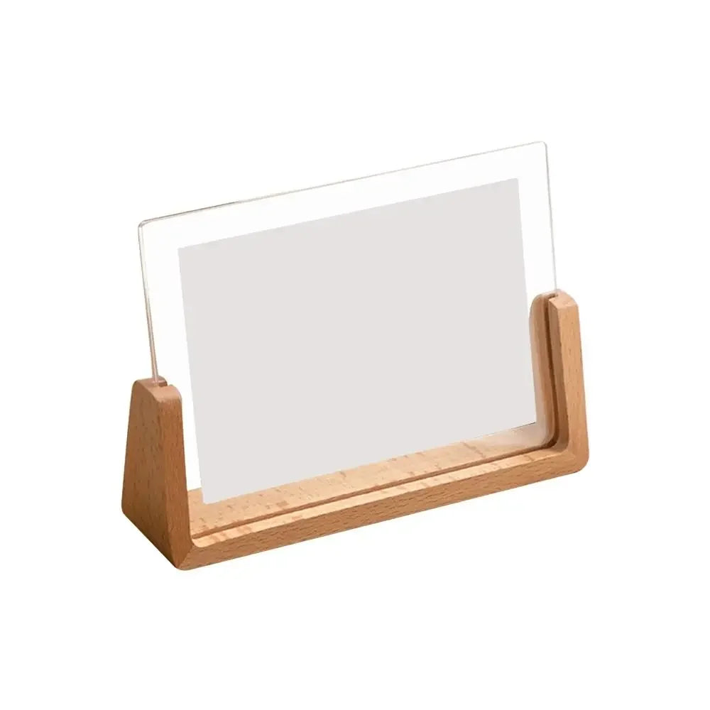 1PC Walnut/Beech Creative Photo Frame Acrylic U Shape Transparent Frame Desktop Wood Wedding Pictures Frame Office Decor