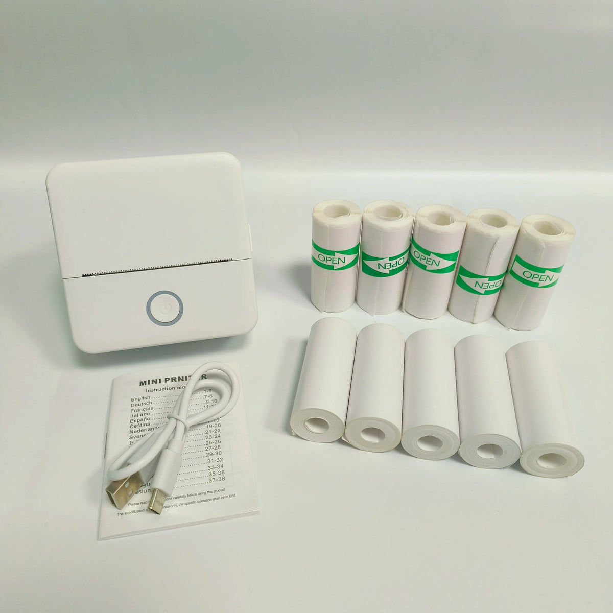 Wireless Mini Photo Printer Set with 5 Sticker Rolls & 5 Thermal Paper, Bluetooth Mobile Printing for Pictures, Photos, Labels