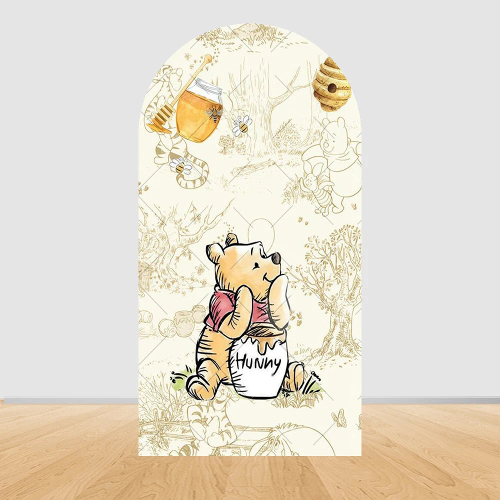 Winnie The Pooh Arch Backdrop Cover Elastic Fabric Newborn Baby Birthday Party Supplies Birthday Party Photo Studio Decoration