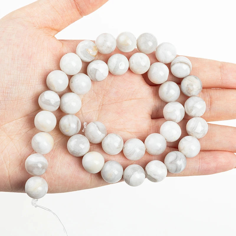 Natural Stone White Crazy Yellow Agate Beads for Jewelry Sets DIY Keychain Earrings Rings Handstring 15' Wholesale 4/6/8/10/12mm