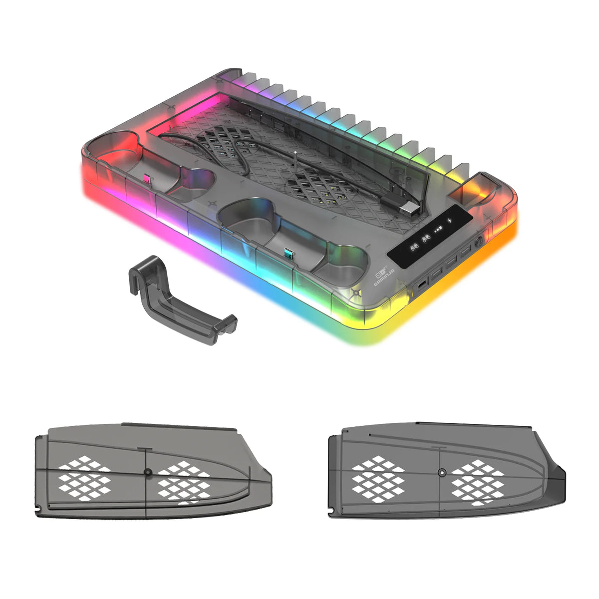 GAMINJA P58 Cooling Stand For PS5 RGB Charging Base Dual-Controller Charging Station Dual-Controller Charger For PS5 Accessories