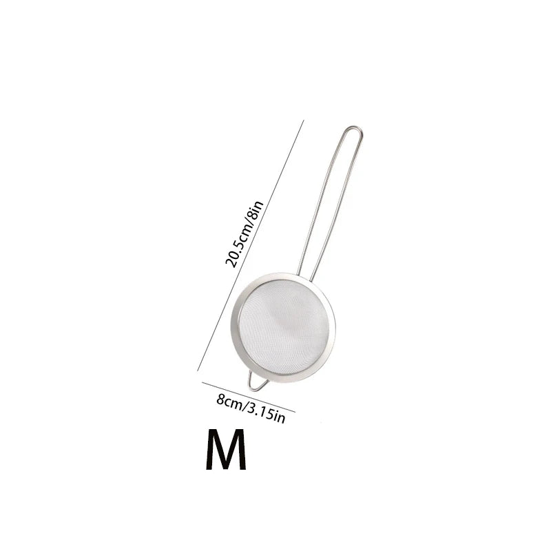 3pcs Stainless Steel Fine Mesh Strainer With Sturdy Handle And Hook, Colander Sifter For Juice Soy Milk, Kitchen Tools