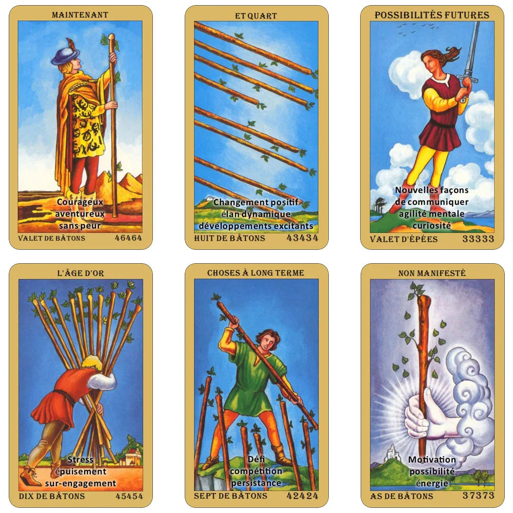 French Tarot Deck, Classic Cards, 78 Cards with Keywords, The Time Revelation Card Deck, 12x7cm Cards, Tarot Cards for Beginners
