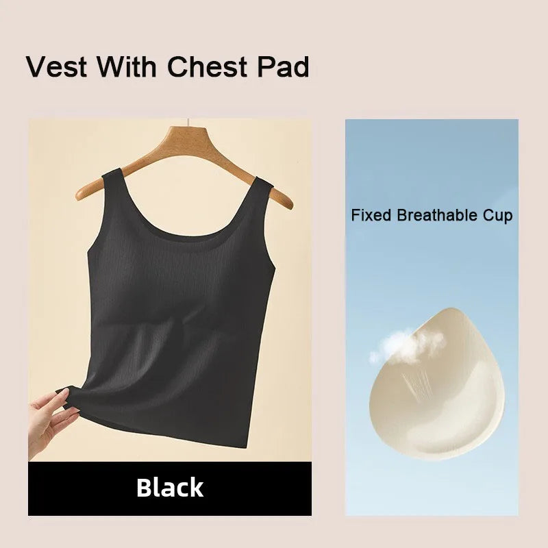 M-4XL For 40-115kg Summer Seamless Camisole Top For Women with Chest Pads Sleeveless Underwear Inner Wear Slimming Tank Tops