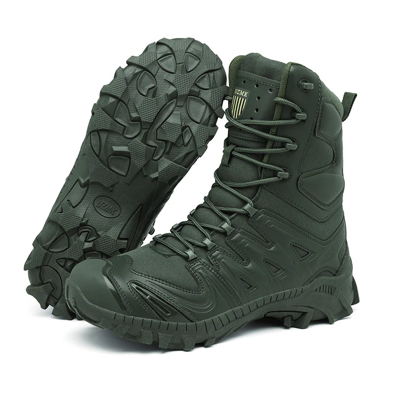 New Men's Motorcycle Boots, High-quality Cowhide Plush Tactical Boots, Flying Desert Boots, Hiking Shoes, Outdoor Sports And Hun