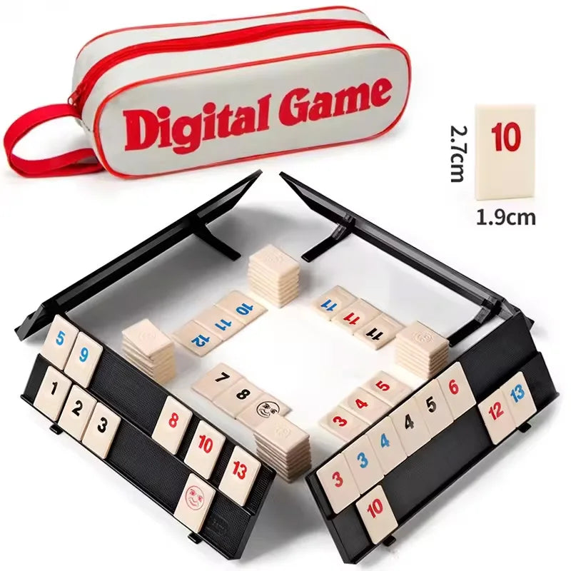 2026 New Rummy Cube Game Set with 4 Racks 106 Tiles Portable Case Family Classic Board Game Travel Friendly Educational Kid Gift