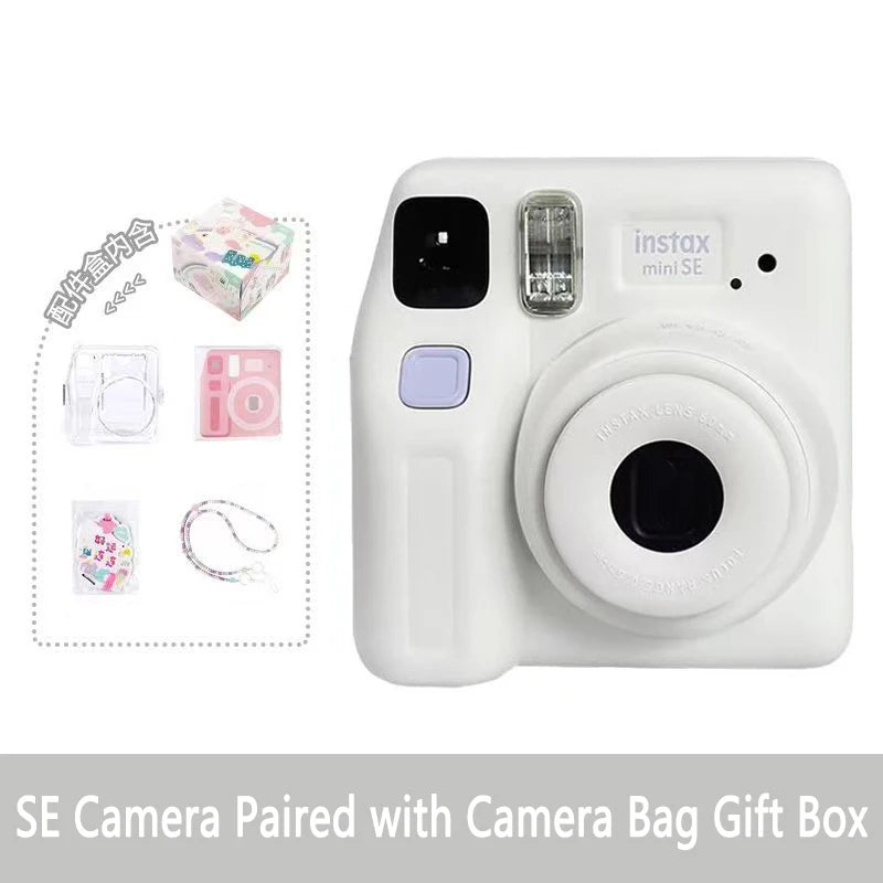 Original Fujifilm Instax Mini SE Instant Film Camera Auto-focusing Wrist Strap Birthday Christmas Optional Photo Paper Gift Box