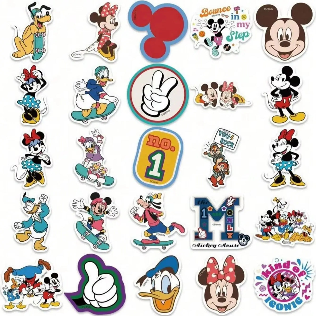 50PCS Disney Mickey Mouse Officially Licensed Vinyl Stickers Friends Waterproof Cartoon Gifts for Water Bottles Laptop Bumper