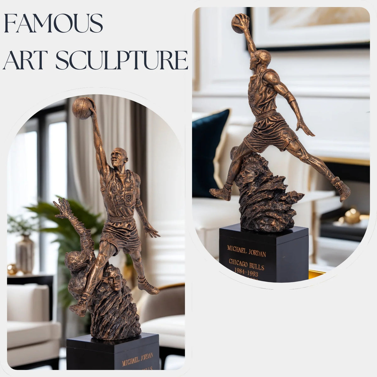 Michael Jordan 23 Resin Sculpture Handmade Art ResinStatues Bronze Finish Statues Home Art Decor Gift