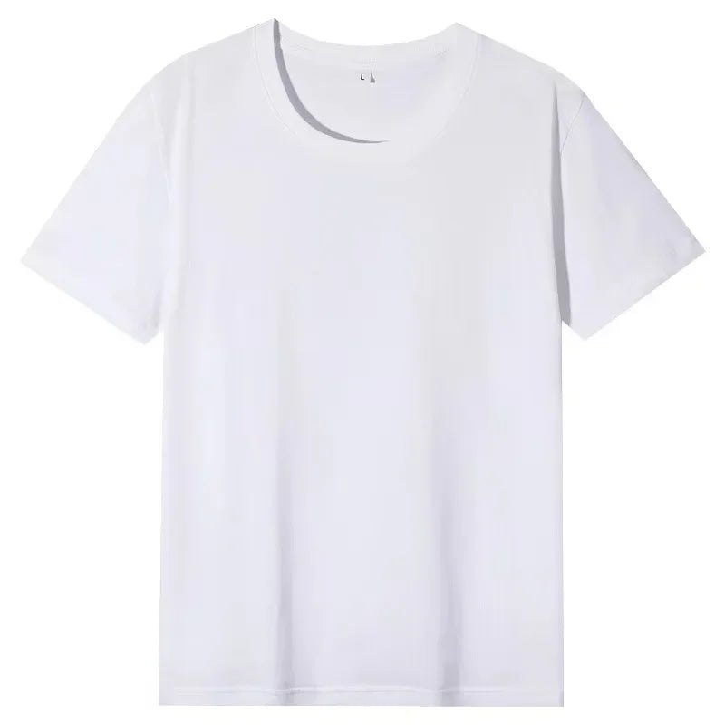 100% Cotton Solid Tshirts Mens Short Sleeve Fashion Brand Trend White Black Clothing Tees Woman Customized Products Summer