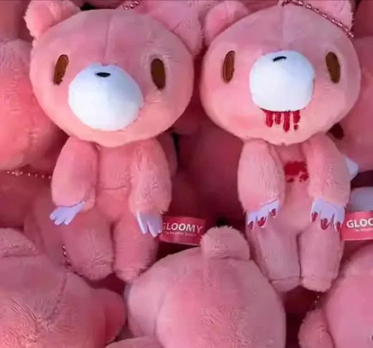 Kawaii Bloodthirsty Bear Keychain Anime Figure Pink Bear Plush Doll Girl Y2k Bag Accessories Doll Children Birthday Gift