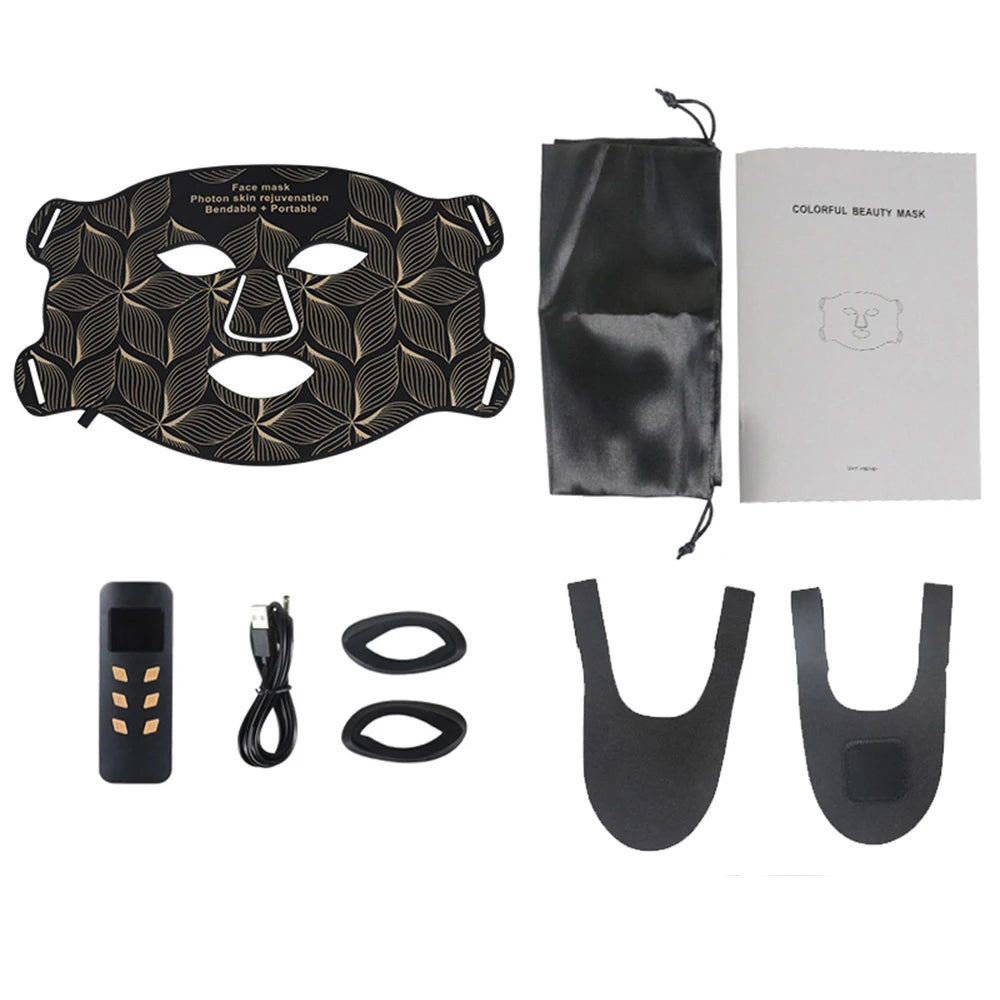 LED 8 Colors Face Mask and Neck Red Light Near Infrared Therapy Anti Aging Wrinkle Acne Pore Oil Control Skin Tighten Whiten