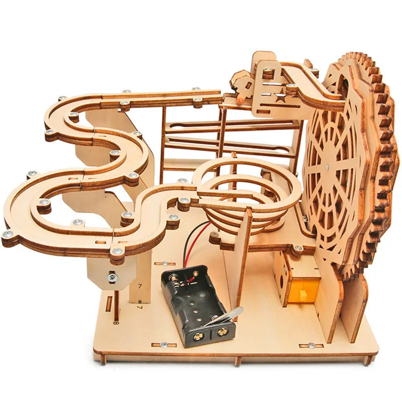 3D Wooden Mechanical Ball Bearing Track Puzzle - DIY Assembly STEM Educational Building Kit Birthday Gift For Kids Adults