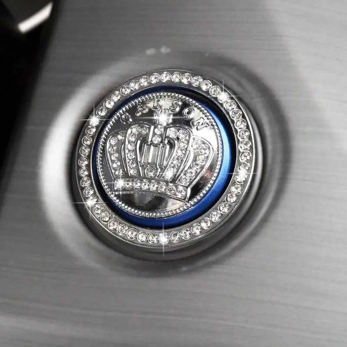 GM One Button Start Trim Ring, Crown Logo Alloy Start Button Cover, Car Interior Accessories, Suitable for Most Vehicles