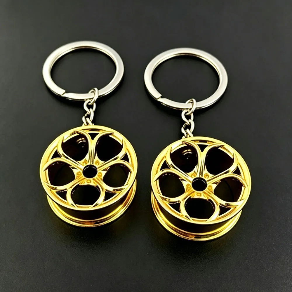 2Pcs Creative Mini Car Modification Wheel Keychain Auto Enthusiast Metal Key Rings Alloy Accessories for Men Woman Lover Gifts