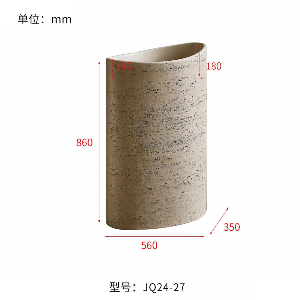 Design Sense Niche Artificial Stone Pillar Basin B & B Clubhouse Wabi Sandy Wind Travertine Integrated Floor-to-Floor Washbasin