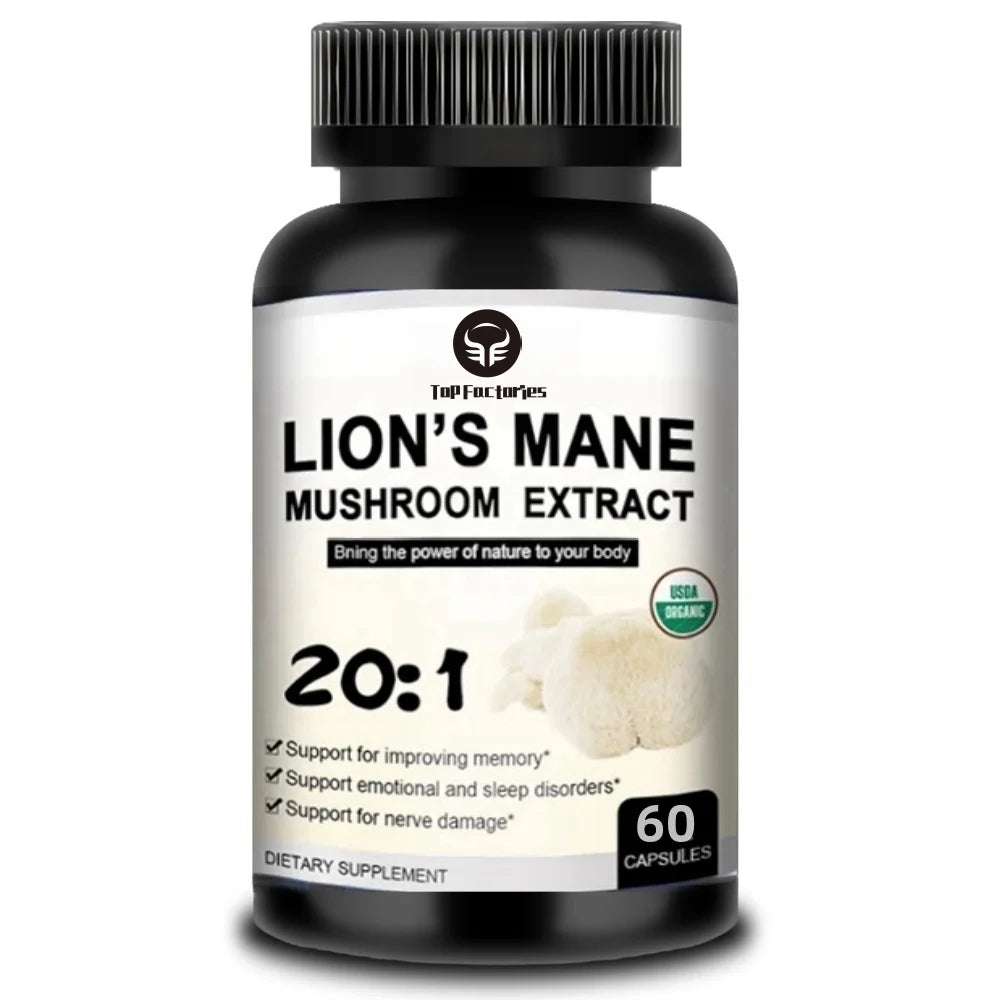Organic Brain Booster Puzzle Lion Mane Mushroom Capsules with Absorption Enhancers & Immune Support