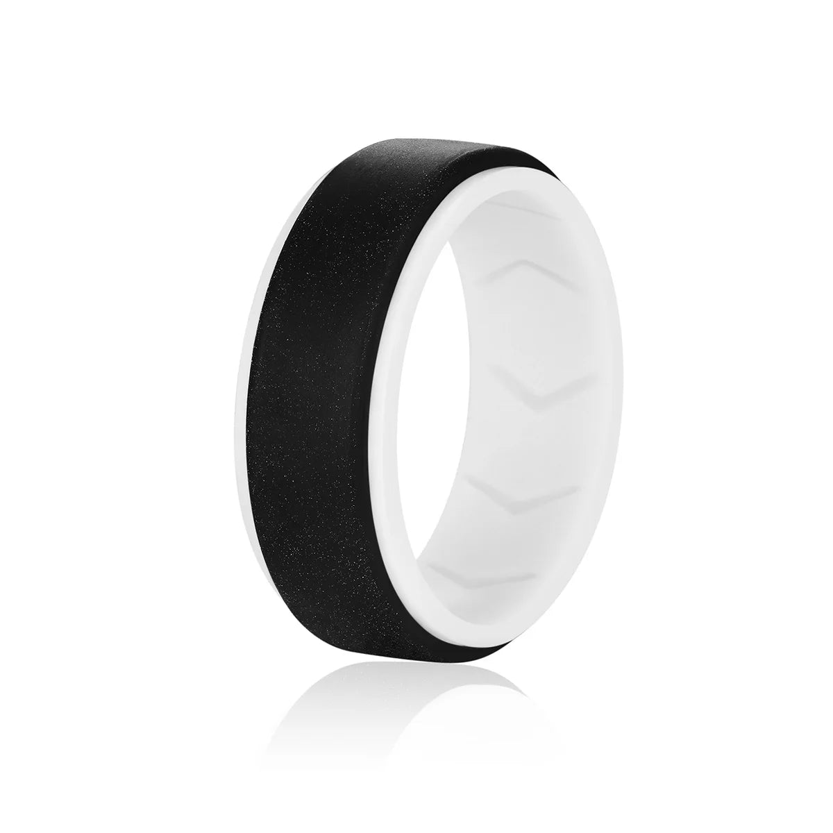 7Pcs Colorful Silicone Rings for Men, 8mm Wide Rubber Wedding Bands, Soft Breathable Hypoallergenic Rings, US Size 7-15