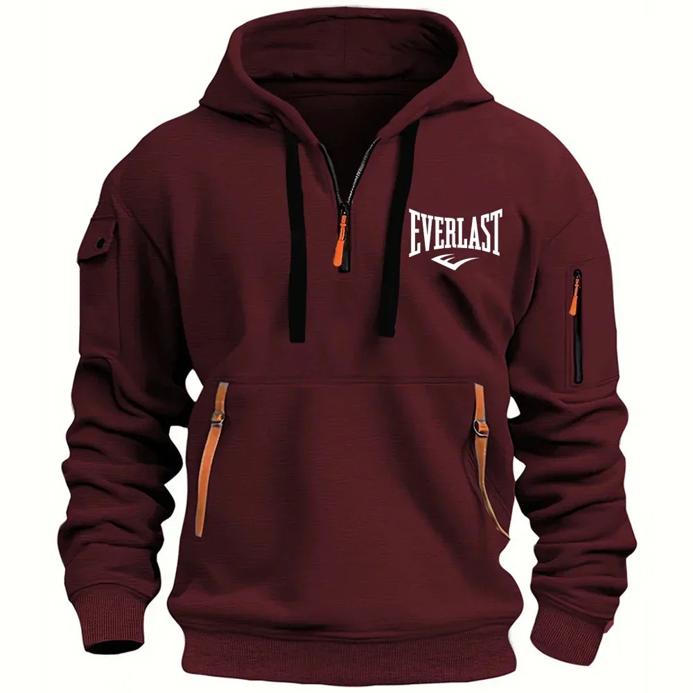 2026 Latest Men's Printed Hoodie Casual Retro Sports Pullover Harajuku Zipper Long Sleeved Multi Pocket Casual Loose Jacket