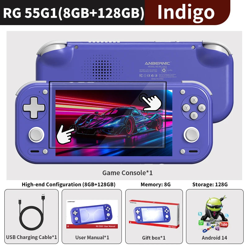 Anbernic RG 55G1 Retro Handheld Game Console 5.5" Incell IPS Multi-touch Screen 6000mAh Android RG55G1 All One Video Game Player