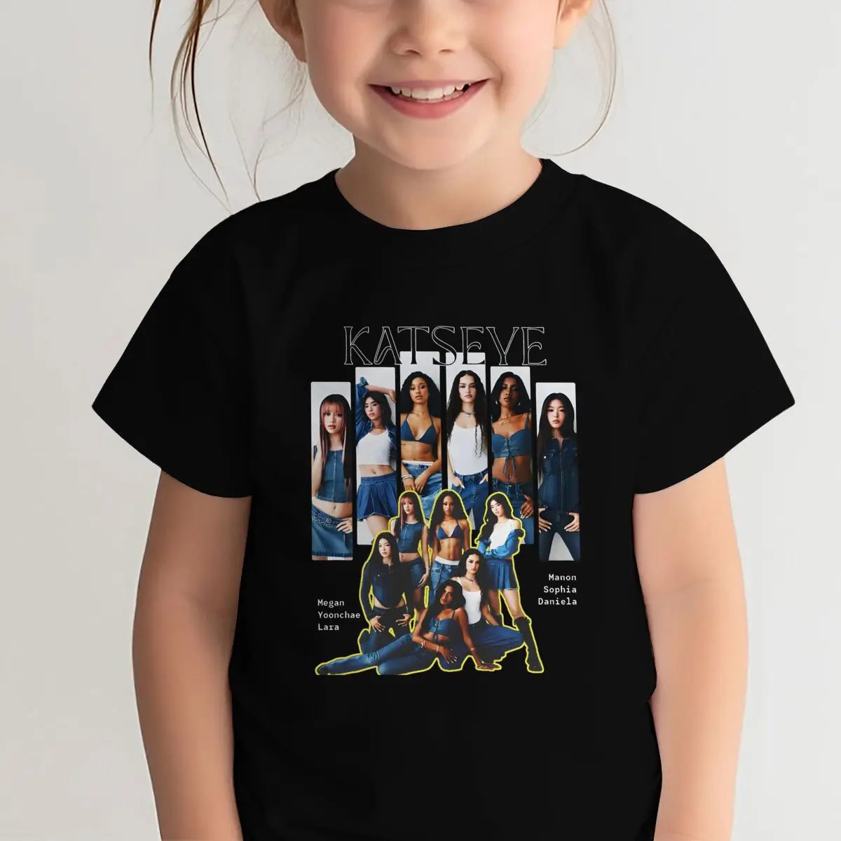 KATSEYE Print T-shirt for Kids Casual Summer Top with Katseye Pattern Short Sleeve Tee Youth Girl Streetwear Fashion Tops