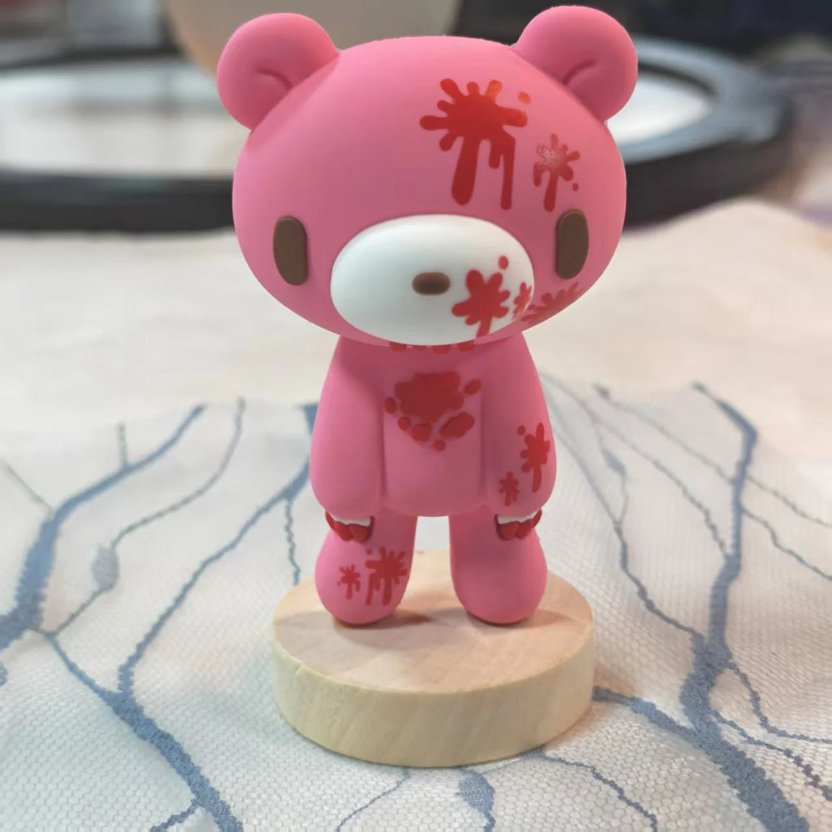 Edgy Bloody Bear Figurines - Pink & black cute-dark designs, ideal for gothic/alternative decor.