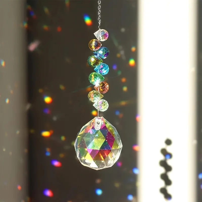 1/2pc Strawberry Bead Crystal Ball Sun Catcher - Hanging Prism For Garden & Home Decor, Glass/Iron Craft Tool