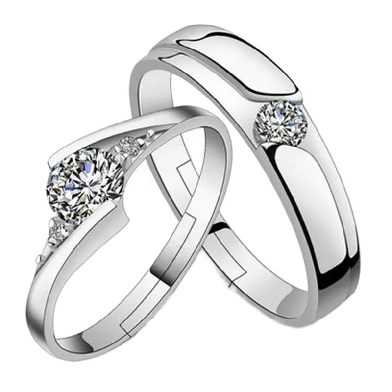 2PCS New 925 Sterling Silver Couple Ring 5A Zircon for Women Men Wedding Jewelry Engagement Charm Party Fashion Top Quality Ring