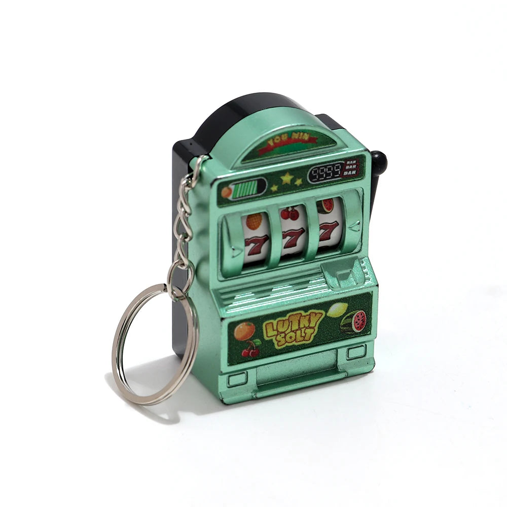 Mini Gambling Slot Machine Key Chains Creative Arcade Pocket Fruit Lucky Jackpot Gadget Antistress Toy Funny Games Keychain Ring