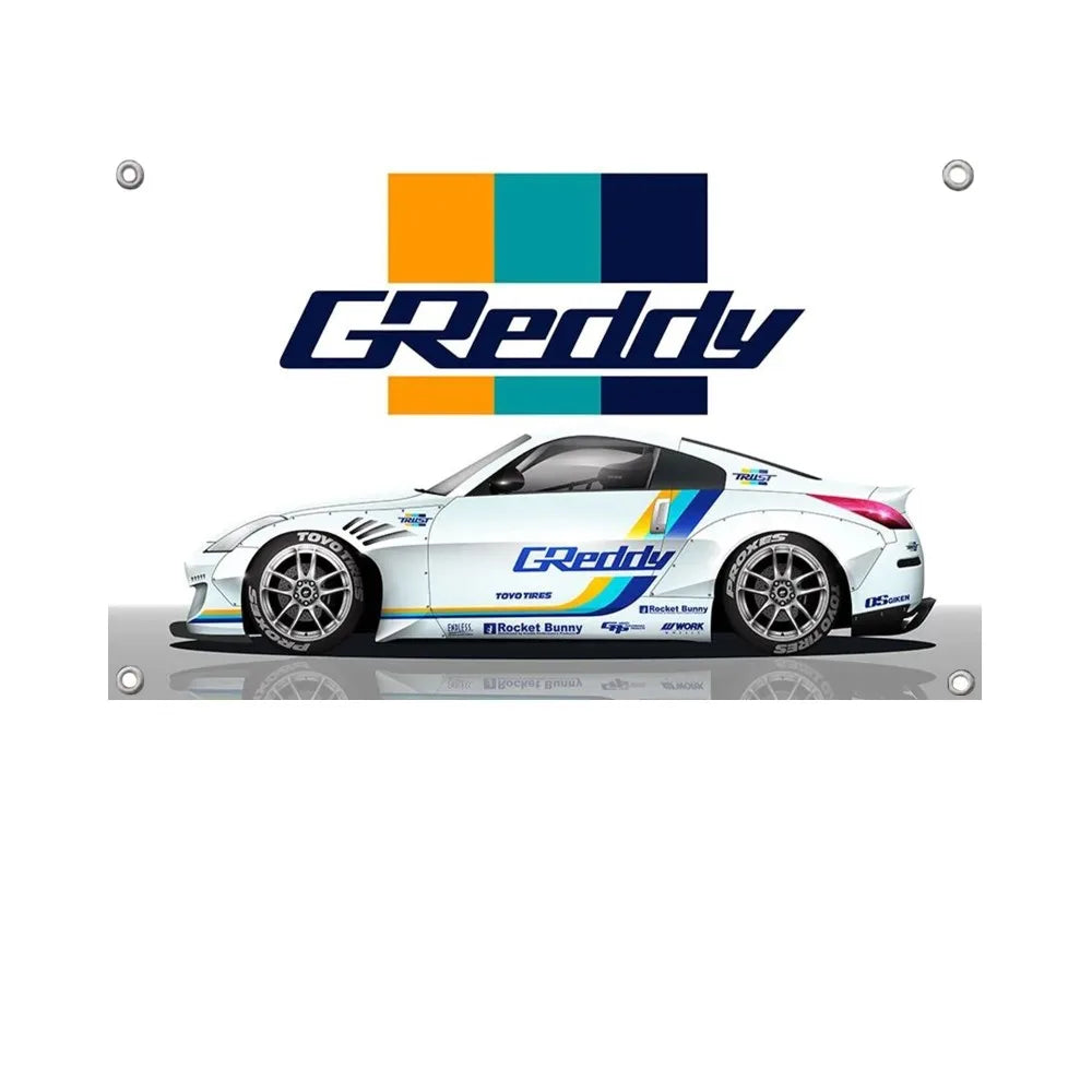 1pc Greddy Super Racing Flag Flags And Banners Four Hole Flag Polyester Outdoor Decor Room Aesthetic