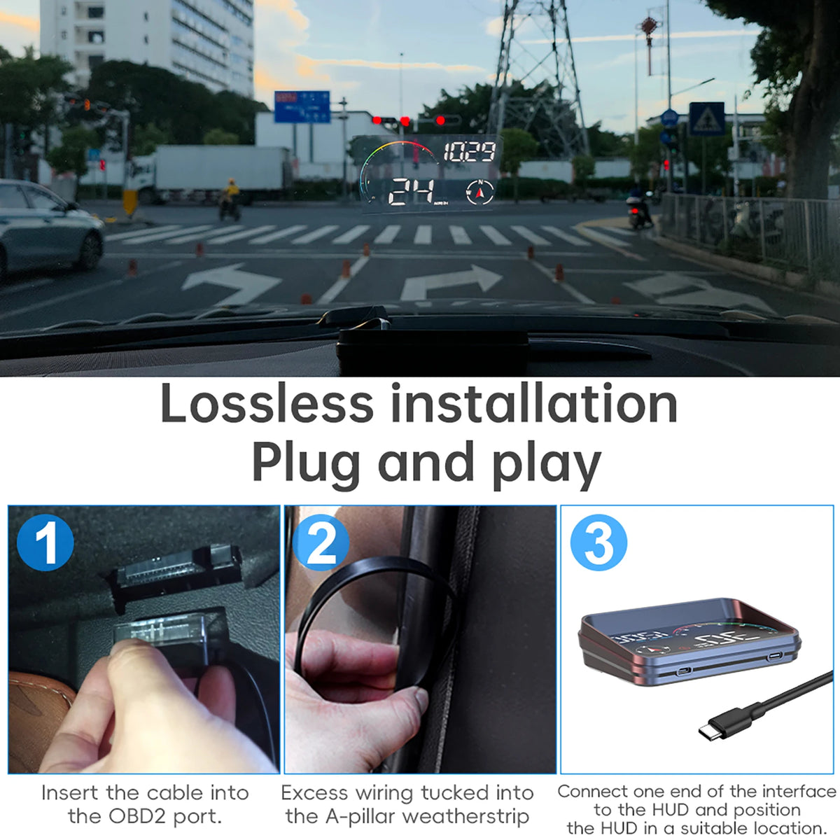 Car Head Up Display OBD2 HUD+GPS Computer Speedometer Modification Car Speed Displays System