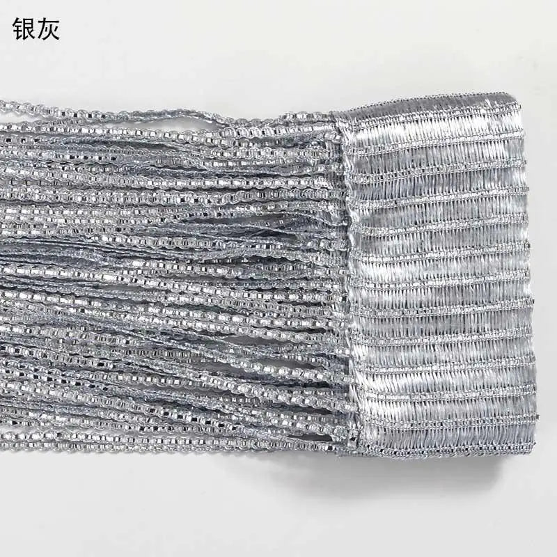 1pcs/set 100x200cm Premium Glitter String Curtain with Silver Ribbon & Sparkling Fringe - Decorative Window/Room Curtain + Rod