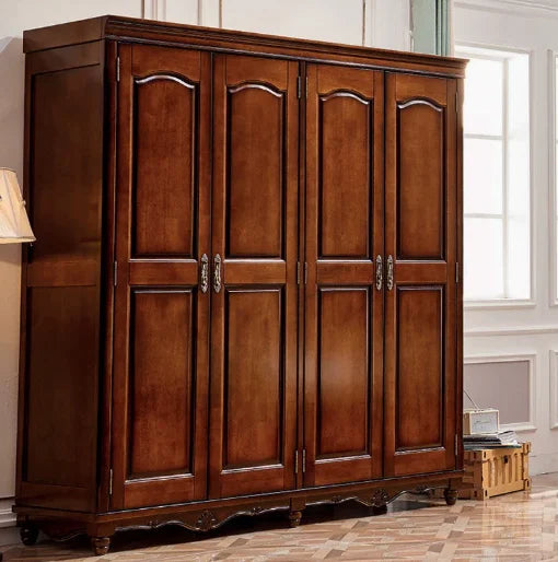 -For Bedroom furniture mahogany color classical 2/3/4/5 door solid wood bedroom wardrobe&