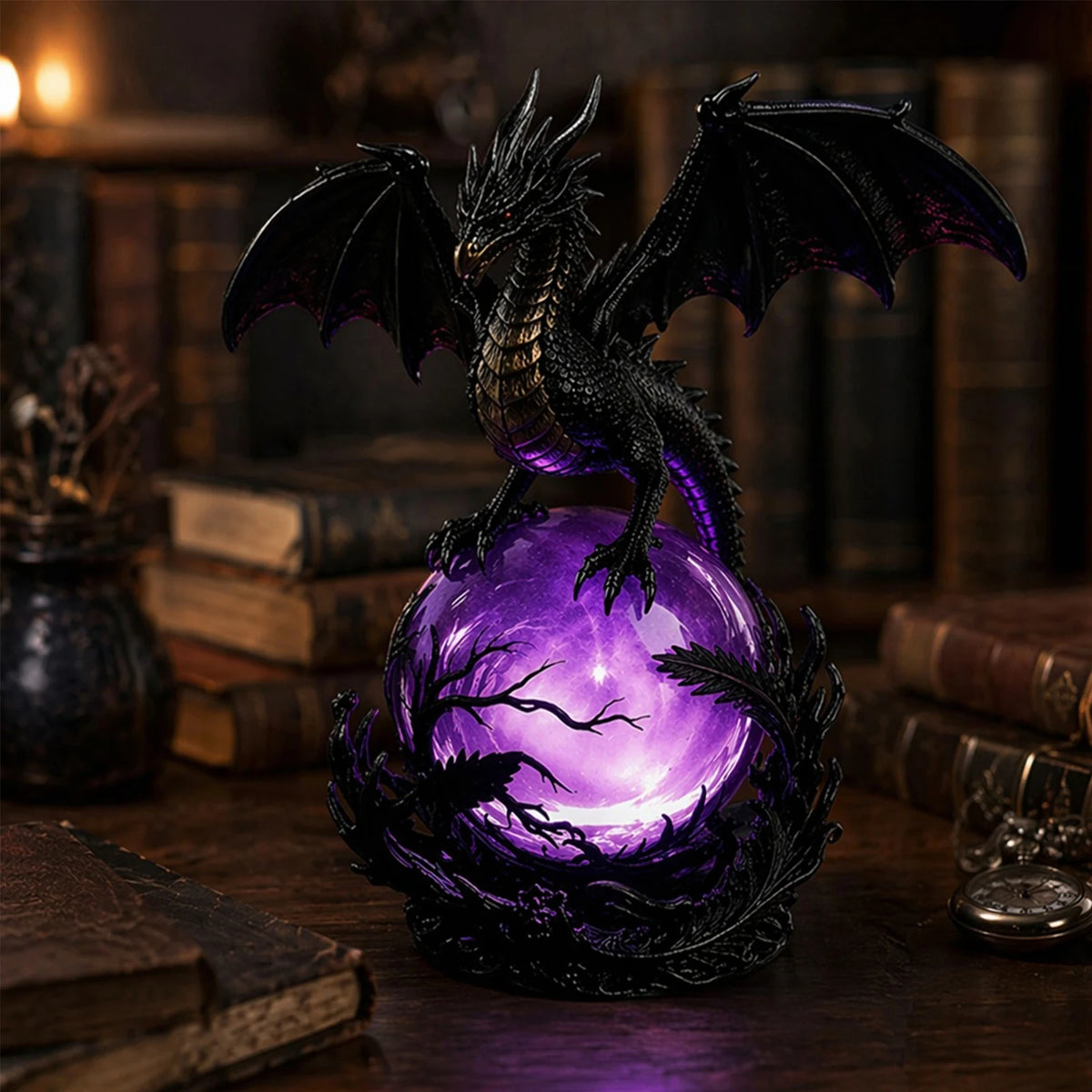 Gothic Dragon LED Crystal Ball Lamp Multifunctional USB Powered Mystic Orb Lights for Bedroom Shelf Altar Halloween Decoration