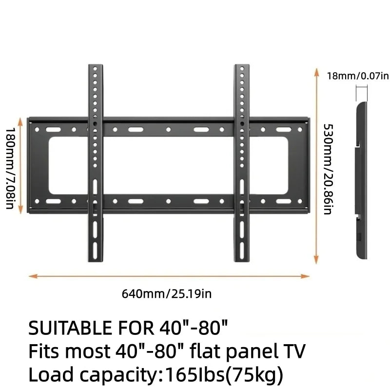 RP06 Universal TV Mount Monitor Holder Adjustable Low Profile Flat for LCD LED Monitor 26-63inch TV Wall Mount Bracket