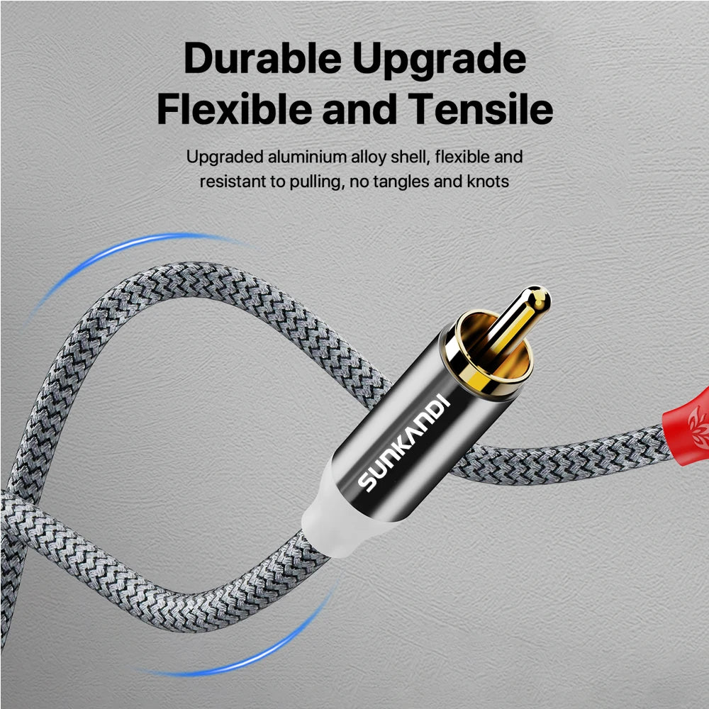 SUNKANDI RCA to 3.5mm Audio Cable,3.5mm to 2 RCA Male to Male Stereo Aux Cord for Smartphones, MP3, Tablets, Speakers, HDTV