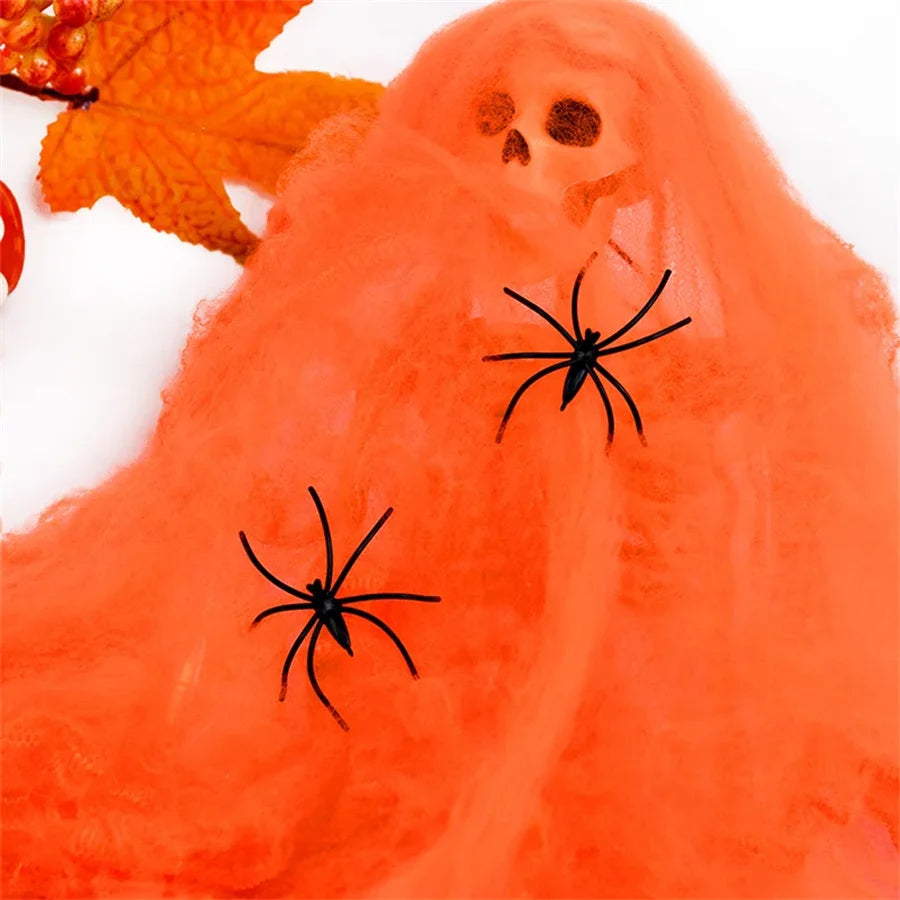 Halloween Decoration White Spider Web Artificial Stretchy Cobweb for Halloween Scary Home Party Scene Props Haunted House Decor