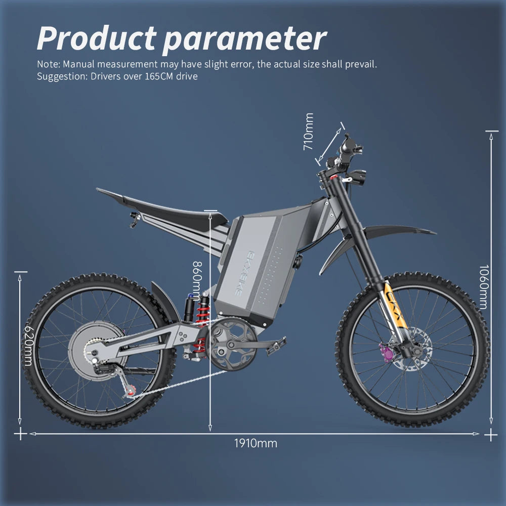 EKXBike GTS X22 Off-Road Ebike 85Kmh 8000W Brushless Motor, 72V30AH Lithium Battery, Readygo Ebike Adult Electric Motorcycle