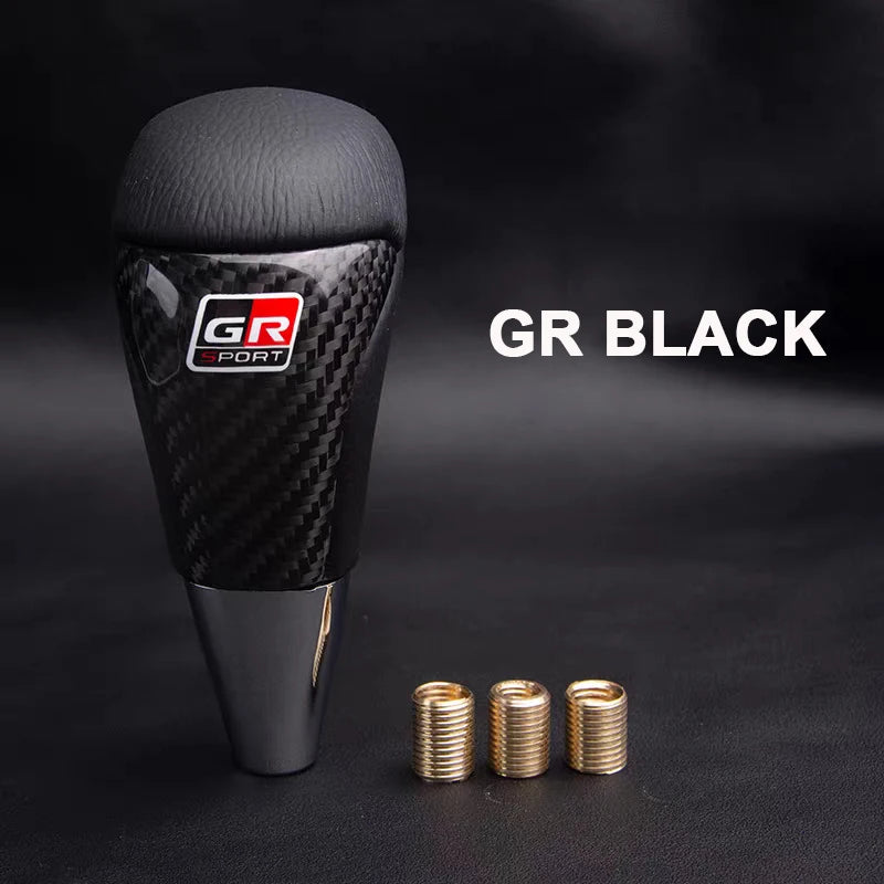 GR Car Leather Shift Knob Universal Carbon Fiber Manual Gear Shift Knob Fashion Shifter Lever Gearstick Car Interior Parts