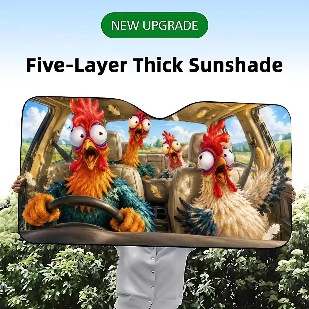 animal chicken Sun Visor Car Windshield Sun Visor - Foldable Universal Fit UV Block Heat Insulation Sunshade