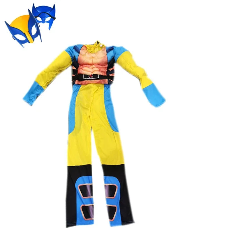 Wolverine Cosplay Costume Superhero Muscle Jumpsuit Bodysuit Claws Cape Suit Wolverine Halloween Party Costume