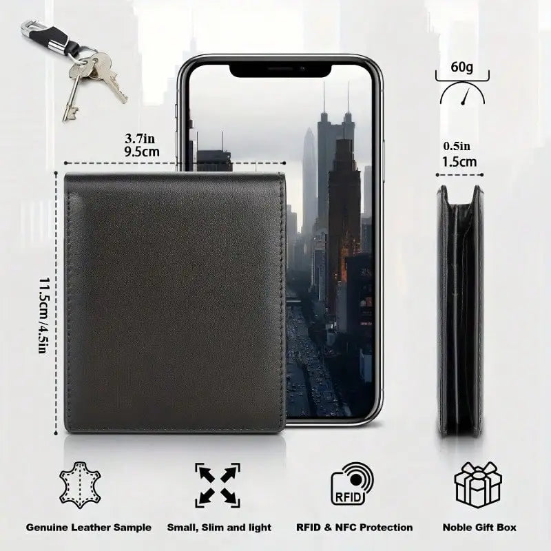 Wallets Mens Slim RFID Blocking Genuine Leather with Coin Pocket 2 Banknote Compartments 10 Credit Card Holders Wallet for Men