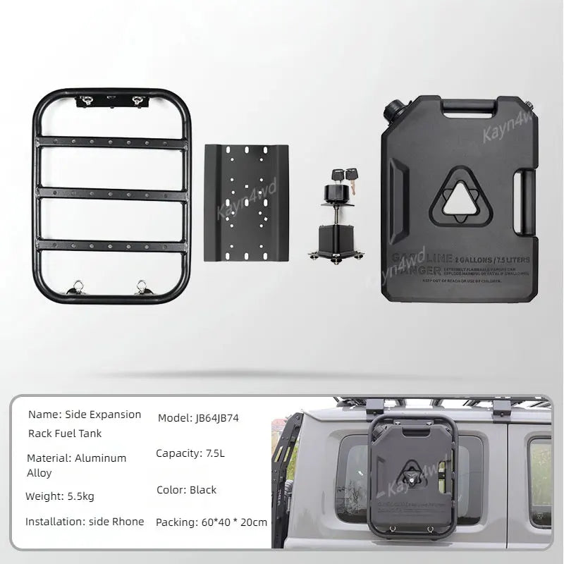 Off Road 4x4 Accessories Side Window Expansion Ladder Rack Fuel Tank Water Tank 7.5L Kit For Suzuki 2019+ 3 Door Jimny JB64 JB74
